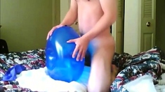 Humping Blue Geo Balloon with Sex Toy until I Cum