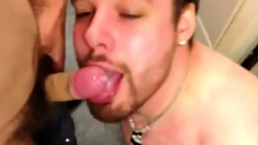 Shooting cum on my buddy's face and tongue