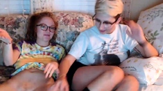 Blonde and redhead lesbian play