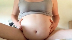hot pregnant belly close up