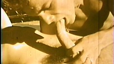 Vintage hardcore gay movie with some dick sucking out by the pool