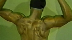 Muscled black man shows off his sexy body and jerks himself off